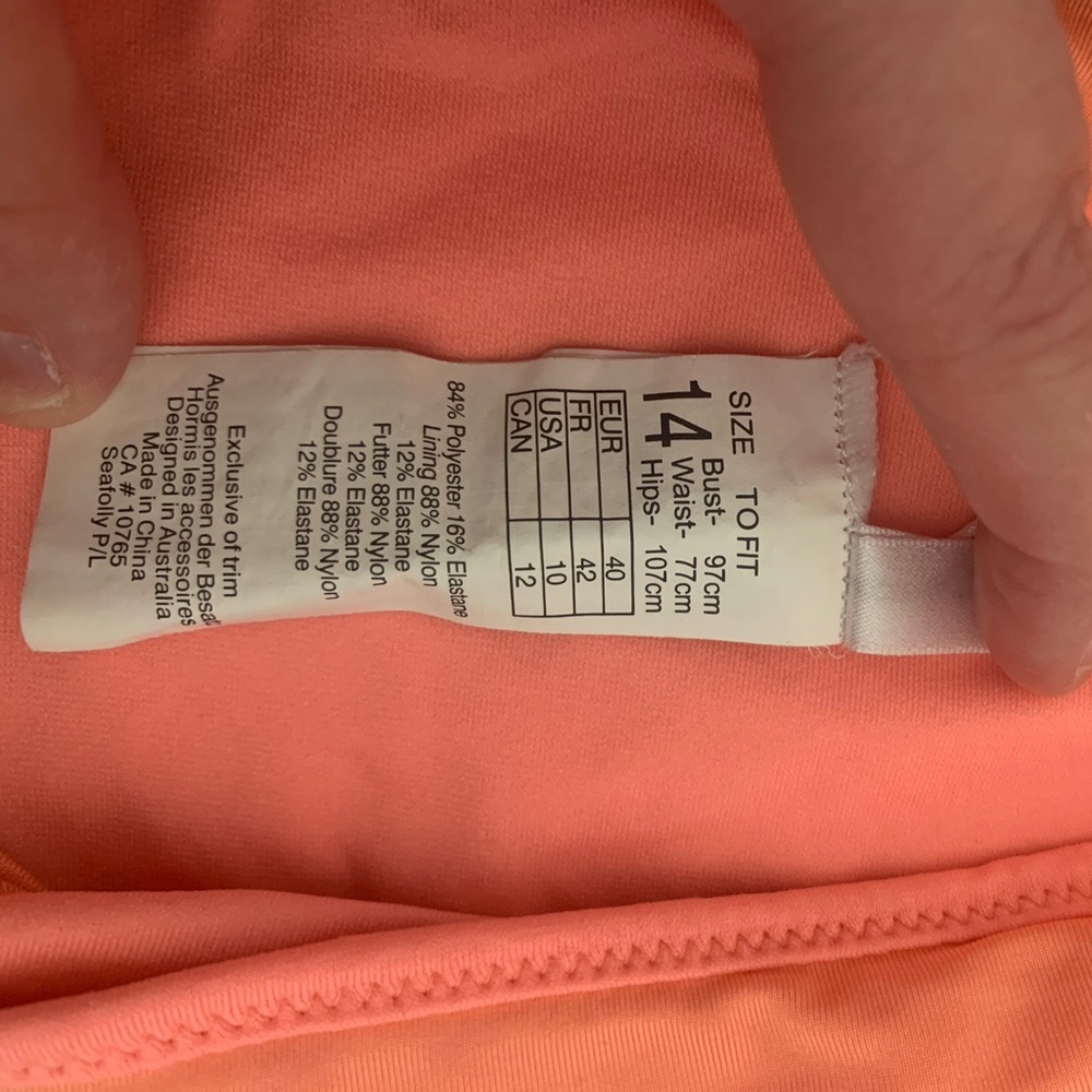 Seafolly Australia Bikini Bottoms Coral Pink Size 14 US Size 10 Medium NWOT - Picture 5 of 7